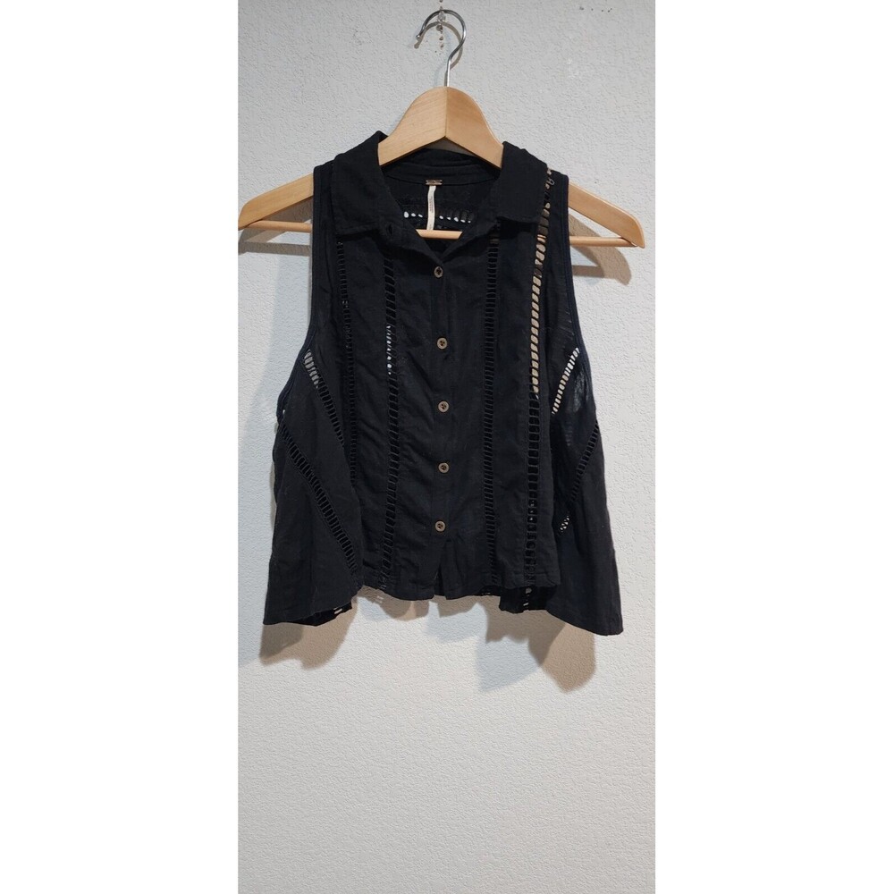 Free People Toosaloosa Slub Dandy Top Black Size S